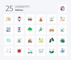 Wellness 25 Flat Color icon pack including tea. cup. candle. sticks. relax vector