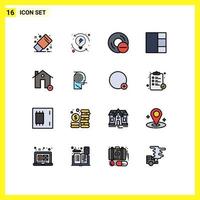 16 Flat Color Filled Line concept for Websites Mobile and Apps estate buildings computers layout hardware Editable Creative Vector Design Elements