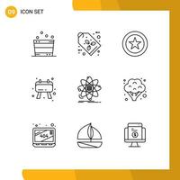 Set of 9 Modern UI Icons Symbols Signs for research data star analysis checklist Editable Vector Design Elements