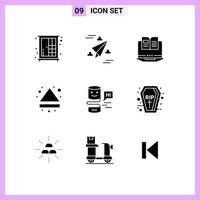 Solid Glyph Pack of 9 Universal Symbols of conversational down laptop multimedia arrow Editable Vector Design Elements