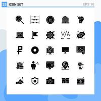 Universal Icon Symbols Group of 25 Modern Solid Glyphs of target focus online arrow construction Editable Vector Design Elements