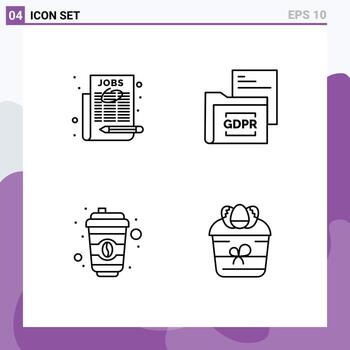 4 Line concept for Websites Mobile and Apps employment coffee select job file starbucks Editable Vector Design Elements