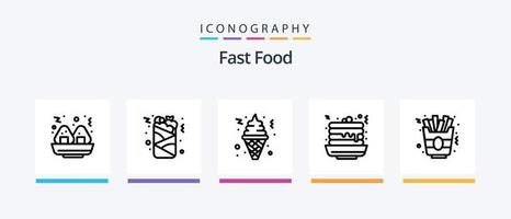 paquete de iconos de la línea de comida rápida 5 que incluye. albóndiga. comida rápida. alimento. alimento. diseño de iconos creativos vector