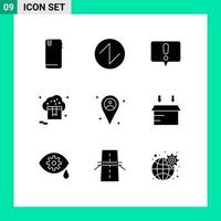 Group of 9 Solid Glyphs Signs and Symbols for map valentine alert store online Editable Vector Design Elements