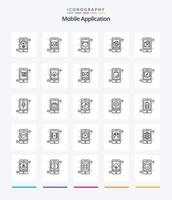 Creative Mobile Application 25 OutLine icon pack  Such As gps. app. alarm. mobile. application vector