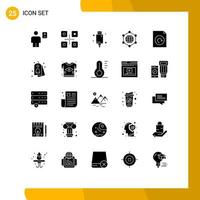 Universal Icon Symbols Group of 25 Modern Solid Glyphs of document globe japanese food global electronic Editable Vector Design Elements