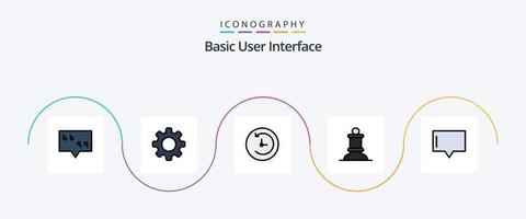 paquete de iconos de 5 planos llenos de línea básica que incluye . hablar. reloj. mensaje. cifra vector