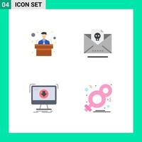 Set of 4 Commercial Flat Icons pack for conference dlc dead skull game Editable Vector Design Elements