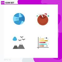 Set of 4 Modern UI Icons Symbols Signs for global scenery beach juice analysis Editable Vector Design Elements