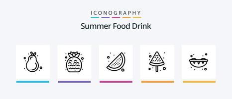 Summer Food Drink Line 5 Icon Pack Including juice. drink. food. beverage. organic food. Creative Icons Design vector