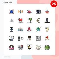 Group of 25 Modern Filled line Flat Colors Set for ship space ship fashion paint art Editable Vector Design Elements
