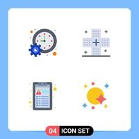 Group of 4 Modern Flat Icons Set for business medicine schedule fitness job Editable Vector Design Elements