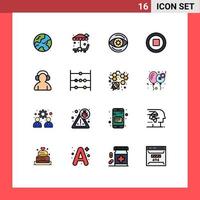 Universal Icon Symbols Group of 16 Modern Flat Color Filled Lines of abacus man money support stop Editable Creative Vector Design Elements