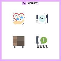 Group of 4 Modern Flat Icons Set for care home people dnner house Editable Vector Design Elements