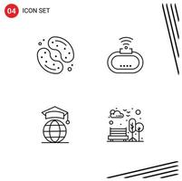 Pack of 4 Modern Filledline Flat Colors Signs and Symbols for Web Print Media such as candy globe sweets security online Editable Vector Design Elements