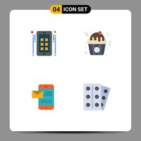Group of 4 Flat Icons Signs and Symbols for marketing sms advertise fast receiving sms Editable Vector Design Elements
