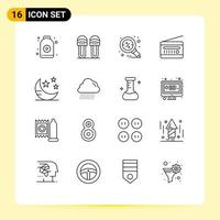 Modern Set of 16 Outlines Pictograph of mode radio receiver discount radio audio broadcasting Editable Vector Design Elements