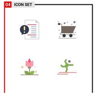 4 Universal Flat Icon Signs Symbols of communication flowers faq online shopping athlete Editable Vector Design Elements