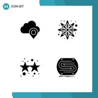 Universal Icon Symbols Group of 4 Modern Solid Glyphs of cloud party marker floral business Editable Vector Design Elements