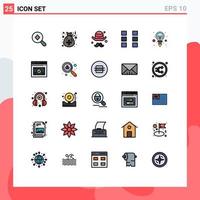 Set of 25 Modern UI Icons Symbols Signs for idea bulb brim wireframe ui Editable Vector Design Elements