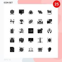 User Interface Pack of 25 Basic Solid Glyphs of bubble global biological internet connections Editable Vector Design Elements