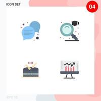 4 Thematic Vector Flat Icons and Editable Symbols of communication parade education drum graph Editable Vector Design Elements