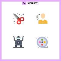 4 Creative Icons Modern Signs and Symbols of graphic design shield security person technology Editable Vector Design Elements