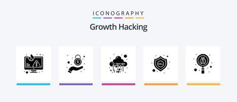 Hacking Glyph 5 Icon Pack Including bug. security. privacy. protection. digital. Creative Icons Design vector