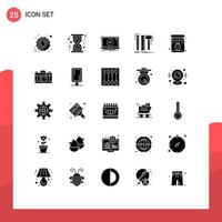 Modern Set of 25 Solid Glyphs and symbols such as pencil digital app designer update Editable Vector Design Elements