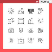 Set of 16 Modern UI Icons Symbols Signs for science tool center perforator server Editable Vector Design Elements