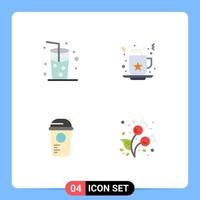 Set of 4 Modern UI Icons Symbols Signs for beach recreation celebration drink thermo Editable Vector Design Elements