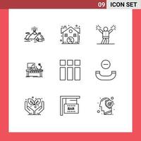 Pack of 9 creative Outlines of lamp computer sale business fan Editable Vector Design Elements