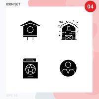 Mobile Interface Solid Glyph Set of 4 Pictograms of house costume spring house spells Editable Vector Design Elements