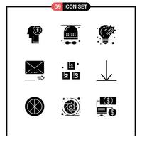 Solid Glyph Pack of 9 Universal Symbols of next forward hat email planning Editable Vector Design Elements