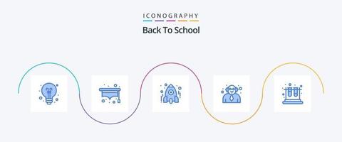 Back To School Blue 5 Icon Pack Including test. school. learn. education. school vector