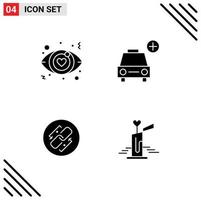 Universal Icon Symbols Group of 4 Modern Solid Glyphs of dating url car vehicles link Editable Vector Design Elements