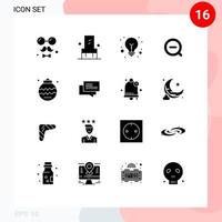 Set of 16 Modern UI Icons Symbols Signs for christmas delete seat remove search Editable Vector Design Elements