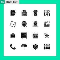 User Interface Pack of 16 Basic Solid Glyphs of photo light city flame burning Editable Vector Design Elements