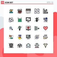 Set of 25 Modern UI Icons Symbols Signs for business multiple bridge files river Editable Vector Design Elements