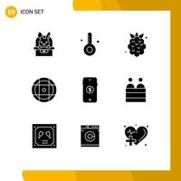 Pictogram Set of 9 Simple Solid Glyphs of shopping ecommerce food sport ball Editable Vector Design Elements