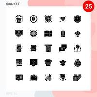 Solid Glyph Pack of 25 Universal Symbols of time alert online alarm wifi Editable Vector Design Elements