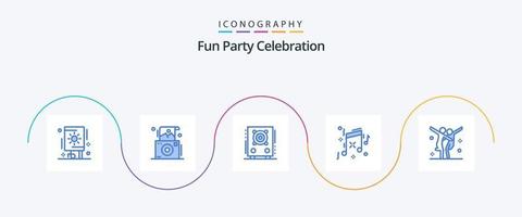 Paquete de 5 íconos azules de fiesta que incluye baile. celebracion. audio. fiesta. cumpleaños vector