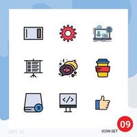 9 Universal Filledline Flat Color Signs Symbols of love presentation webinar text website Editable Vector Design Elements
