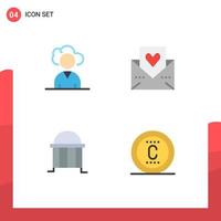 Pack of 4 Modern Flat Icons Signs and Symbols for Web Print Media such as cloud bank heart mail column Editable Vector Design Elements