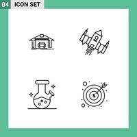 4 Thematic Vector Filledline Flat Colors and Editable Symbols of garage demo flask construction ship potion Editable Vector Design Elements