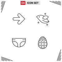 Set of 4 Modern UI Icons Symbols Signs for arrow child right fly diaper Editable Vector Design Elements