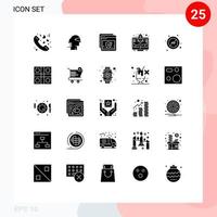 Group of 25 Modern Solid Glyphs Set for ad startup provider launch web Editable Vector Design Elements