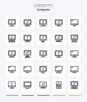 paquete de iconos de contorno de computadora creativa 25 como . capa 1. portátil. ordenador personal. dispositivo vector