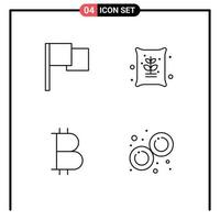 Modern Set of 4 Filledline Flat Colors Pictograph of basic currency agriculture seeds lab Editable Vector Design Elements