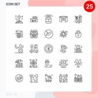 Group of 25 Lines Signs and Symbols for screencinema display device cinematography transportation Editable Vector Design Elements